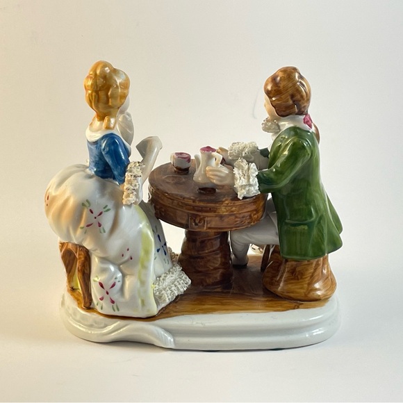 Handpainted Seated Victorian Figures Porcelain Ceramic - Picture 5 of 13